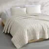 Calvin Klein Washed Percale Solid 3 Piece Quilt Set, Queen In Neutral