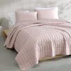 Calvin Klein Washed Percale Solid 3 Piece Quilt Set, Twin In Pink