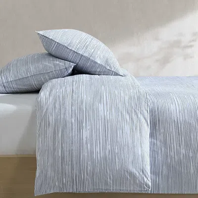 Calvin Klein Washed Percale Wavy Stripe 3 Piece Comforter Set, King In Blue