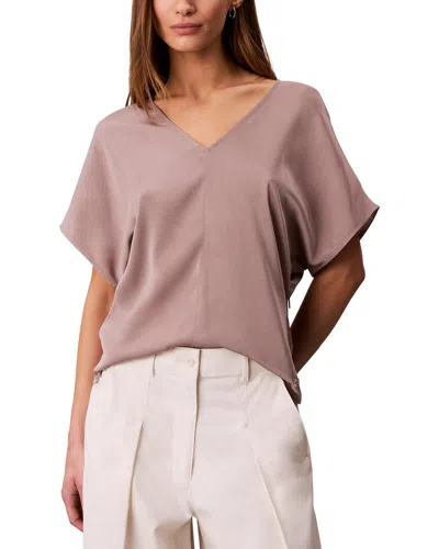 Calvin Klein Washed Satin T-shirt In Pink