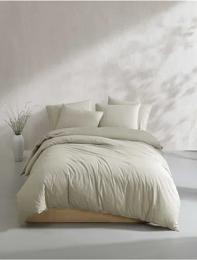 Calvin Klein Washed Texture Cotton Jacquard Duvet Cover Set In Neutral