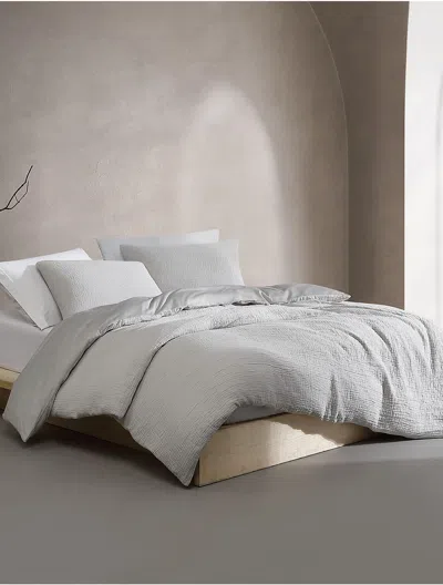 Calvin Klein Washed Texture Cotton Jacquard Duvet Cover Set In Gray