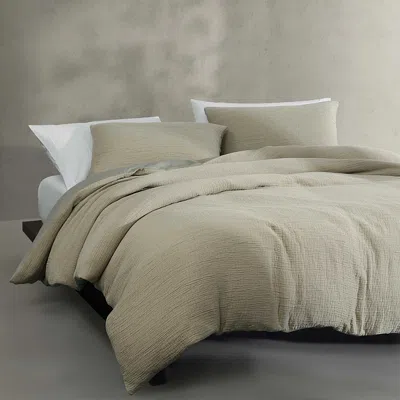 Calvin Klein Washed Texture Cotton Jacquard Duvet Cover Set, Queen In Green