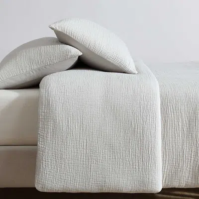 Calvin Klein Washed Texture Cotton Jacquard Duvet Cover Set, Queen In White