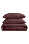 Calvin Klein Washed Texture Duvet Cover & Shams Set In Burgundy