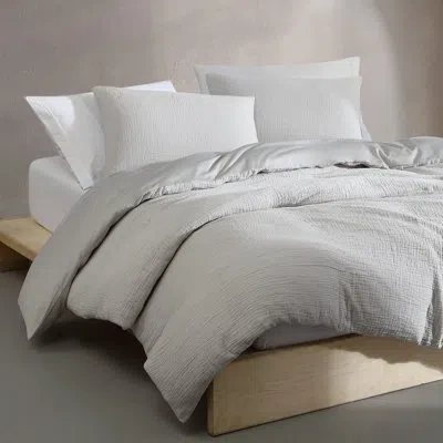 Calvin Klein Washed Texture Solid Cotton Comforter Set In Gray