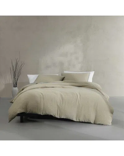 Calvin Klein Washed Texture Solid Cotton Jacquard Duvet Cover Set
