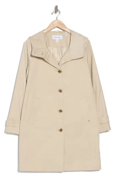 Calvin Klein Water Resistant A-line Trench Coat In Sand