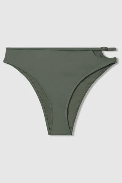 Calvin Klein Wetlands Green Underwear Asymmetric Cut-out Bikini Bottoms