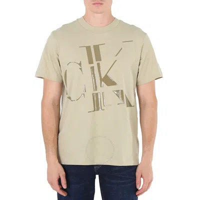 Calvin Klein Wheat Fields Scattered Ck Logo Cotton T-shirt In Metallic