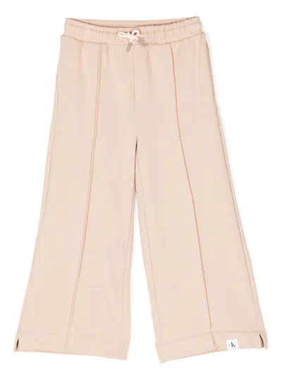 Calvin Klein Kids' Whipstich-detailing Palazzo Pant In Brown