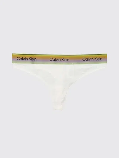 Calvin Klein Multicolor Logo Band Thong In White