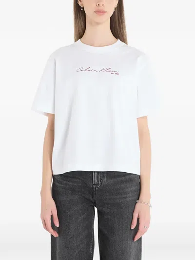Calvin Klein 그래픽 박시 티셔츠 In White