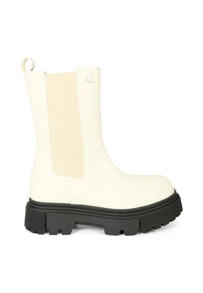 CALVIN KLEIN WHITE BOOTS FOR GIRL WITH LOGO