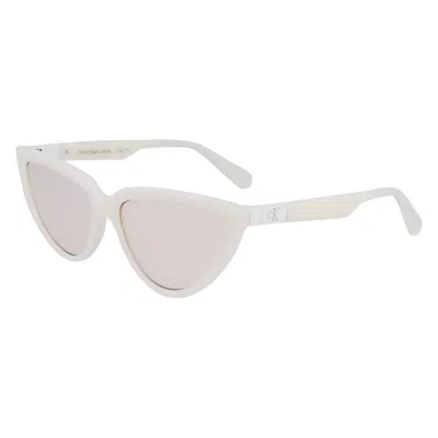 Calvin Klein White Cat Eye Ladies Sunglasses Ckj23658s 100 56