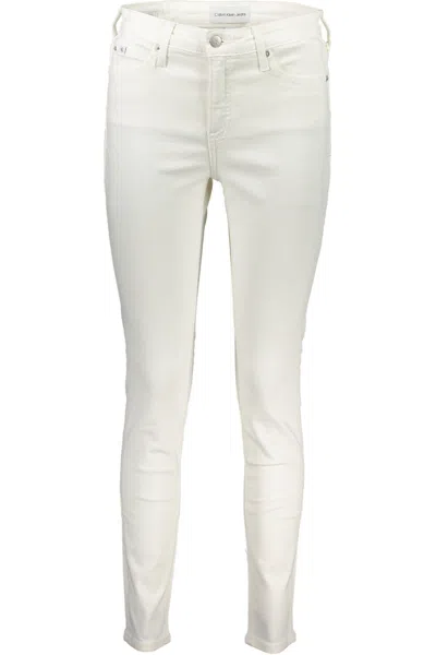 Calvin Klein White Cotton Jeans & Pant