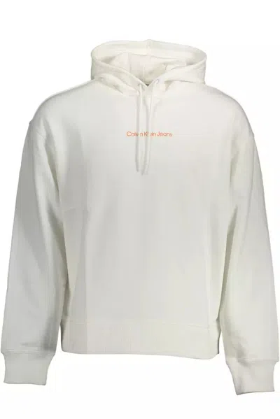 Calvin Klein Chic White Cotton Hooded Sweatshirt With Logo Detail