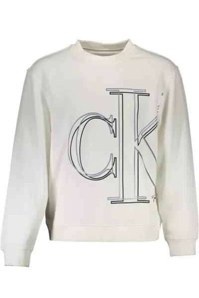 Calvin Klein White Cotton Jumper In Multi