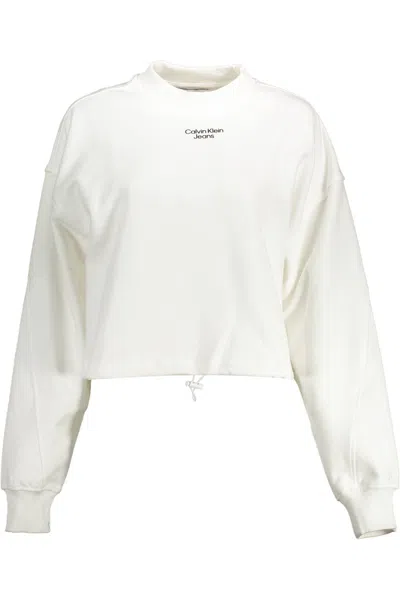 Calvin Klein Elegant White Cotton Sweatshirt With Chic Details