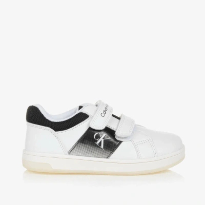 Calvin Klein White Faux Leather Velcro Trainers