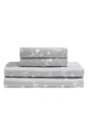 Calvin Klein White Flowers 300 Thread Count Sateen Sheet Set In Plum
