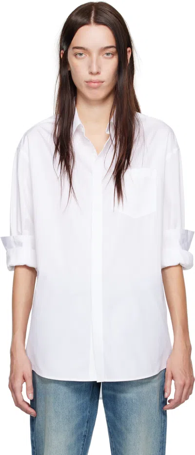 Calvin Klein White Halo Cotton Poplin Shirt In Brilliant White