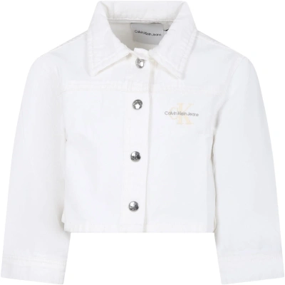 Calvin Klein Kids' White Jacket For Girl With Logo