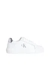 Calvin Klein White Leather Sneakers With Metallic Accents In White