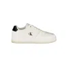 Calvin Klein Sleek White Lace-up Sneakers With Contrast Details In White