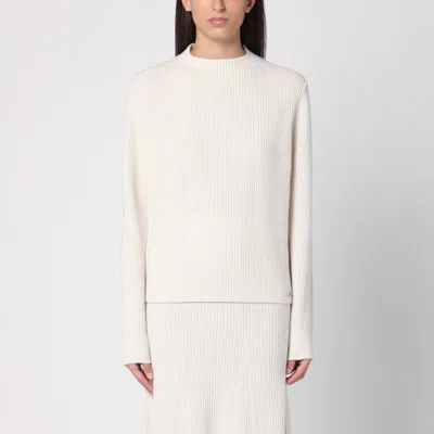 CALVIN KLEIN CALVIN KLEIN  WHITE RIBBED WOOL JUMPER