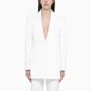 Calvin Klein Cotton Single Breasted Blazer With Jetted Pocketd In White