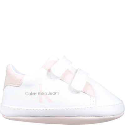 Calvin Klein Kids' White Sneakers For Baby Girl With Logo
