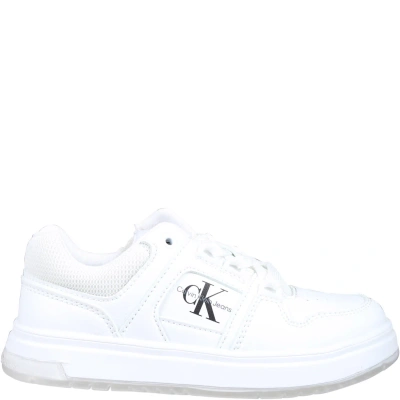 Calvin Klein White Sneakers For Kids With Logo