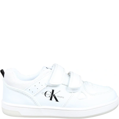 Calvin Klein White Sneakers For Kids With Logo