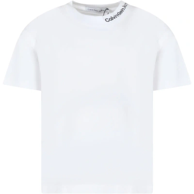 Calvin Klein Kids' White T-shirt For Boy With Logo