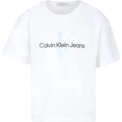 Calvin Klein Kids' White T-shirt For Girl With Logo