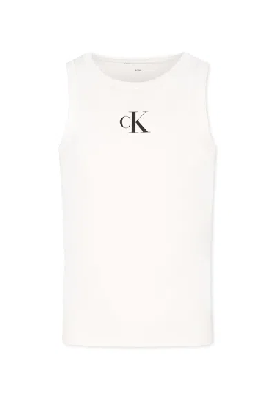 Calvin Klein Kids' White Tank Top For Girl With Logo