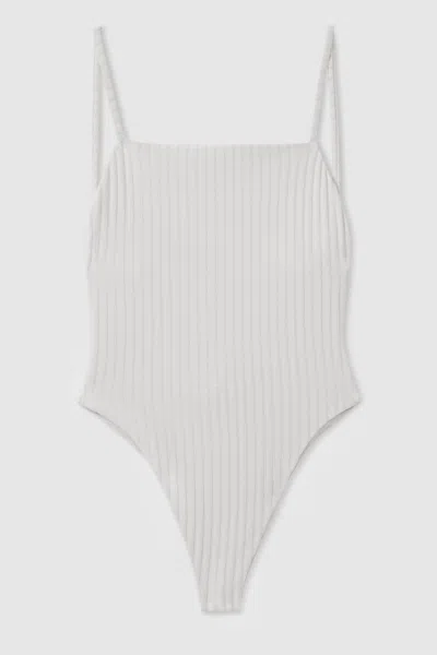 Calvin Klein White Underwear Ribbed Low-back Swimsuit