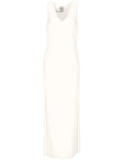 Calvin Klein White V Neck Midi Dress
