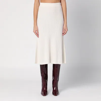 CALVIN KLEIN CALVIN KLEIN  WHITE WOOL RIBBED SKIRT