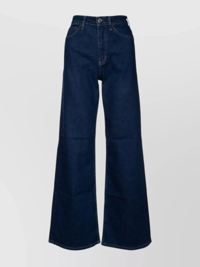 Calvin Klein Wide Leg Belted Trousers In Blue
