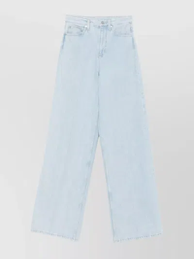Calvin Klein Wide Leg Denim Trousers In Blue