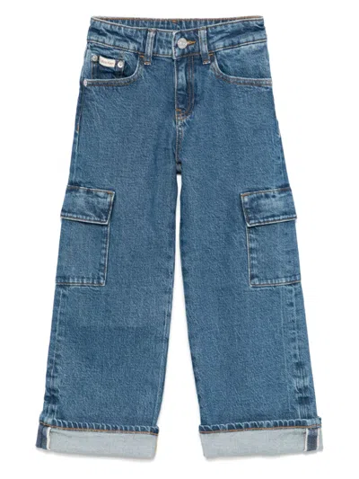 Calvin Klein Kids' Wide-leg Jeans In 蓝色