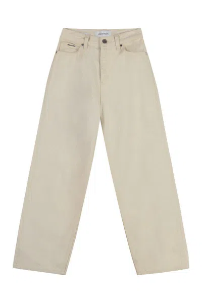 Calvin Klein Wide-leg Jeans In Beige