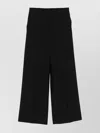 Calvin Klein Wide Leg Linen Blend Trousers In Black