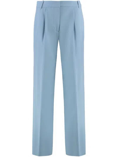 Calvin Klein Wide-leg Trousers Featuring Belt Loops In Blue