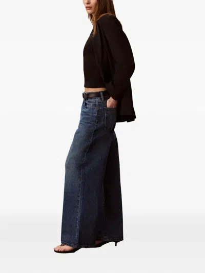 Calvin Klein Wide-leg Whiskered Jeans In Blue