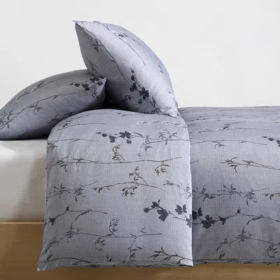 Calvin Klein Wildflower Print Sateen Comforter Set, Queen In Blue
