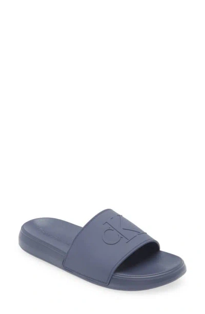 Calvin Klein Wiston Slide Sandal In Blue Grey/ Blue Grey