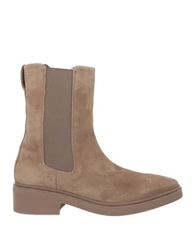 Calvin Klein Woman Ankle Boots Khaki Size 7.5 Leather In Brown